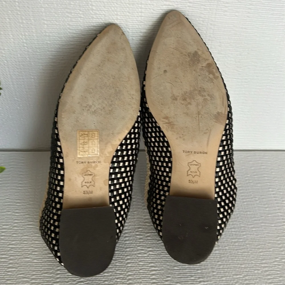 Tory Burch Black and Cream Checkered Flats - Picture 6 of 16